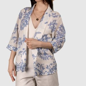 Kimono kort Mykonos blauw