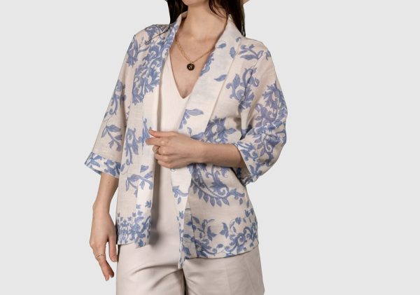 Kimono kort Mykonos blauw